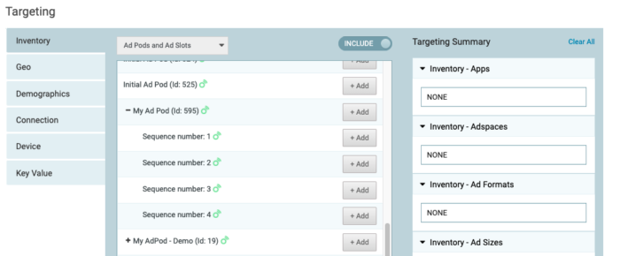 Step 3 – Target Your Line Item to OTT Inventory